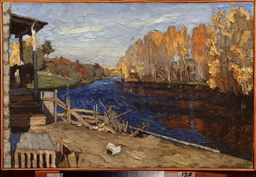 Jesień. Malarstwo Stanisława Julianowicza Żukowskiego (Żukowski) (1873-1944), olej na płótnie
