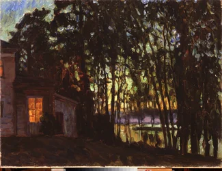 Lipcowa noc. Malarstwo Stanisława Julianowicza Żukowskiego (Żukowski) (1873-1944), olej na płótnie
