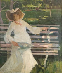 Na ławce, ok. 1905 (olej na płótnie)