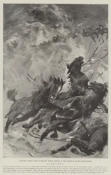 Wielka burza, scena w Margate, konie utonęły podczas próby uruchomienia łodzi ratunkowej