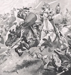 Bitwa pod Shrewsbury, 21 lipca 1403, ilustracja z „British Battles on Land and Sea”, wydanej przez Cassell, Londyn, ok. 1910