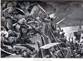 Krzyżowcy szturmujący Niceę, ilustracja z „Historii Narodów Hutchinsona”
