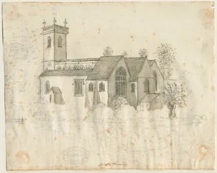 Kościół Opatów Bromley : szkic ołówkiem z lekkim rozmyciem, bd [1762-1802]