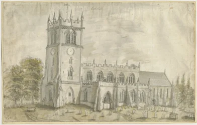 Kościół Eccleshall: malarstwo akwarelowe, bd [1762-1802]