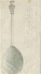 Fradswell - Apostle Spoon: rysunek ołówkiem i wash, nd [?XVIII wiek] (rysunek)