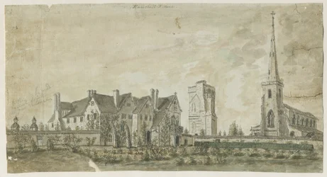 Hamstall Ridware - Kościół i Dwór: akwarela, bd [1762-1802]