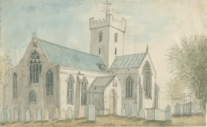 Kościół Leigh: malarstwo akwarelowe i [ok. 1795]