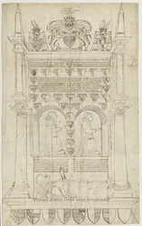 Sandon Church - Tomb of Sampson Erdeswick: rysunek piórem i tuszem, nd [?XVIII wiek] (rysunek)