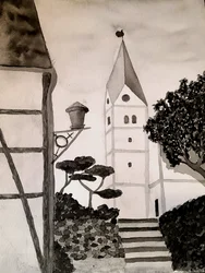 Kościół św. Idziego w czerni i bieli