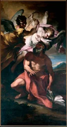 Wici świętego Hieronima autorstwa aniołów Obraz Stefano Maria Legnani (il Legnanino) (1660-1715) Geny, kościół San Girolamo