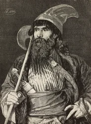 Szejk w pełnym regaliach, ryc. F Gamberoni z obrazu Stefano Ussi (1822-1901), L