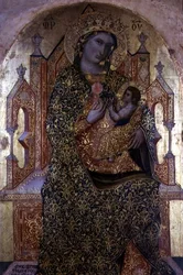 Madonna z Dzieciątkiem na tronie (tempera na panelu)