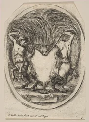 Kartusz utworzony przez skórę tygrysa otoczoną przez dwa centaury, 1647.