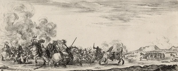 Choc de Cavalerie (akwaforta na papierze czerpanym)
