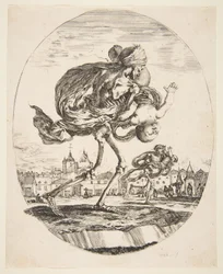 Śmierć niosąca niemowlę, z Pięciu zgonów Les cinq Morts, ca. 1648.