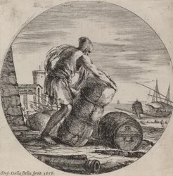 Niewolnik galerowy ciągnący ładunek statku, 1656.