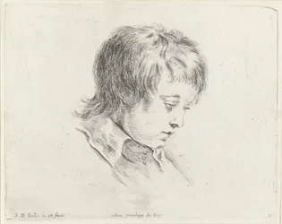 Głowa młodego mężczyzny, patrząca w dół w prawo Podstawy rysowania (tytuł serii) I principii del disegno (tytuł serii)