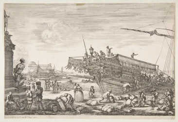 Załadunek kuchni, z Widoki na port w Livorno Vues du port de Livourne, 1654-55.