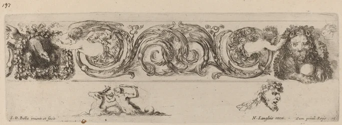 Ozdobny fryz z orłem i lwem ozdobionym przez dzieci, prawdopodobnie 1648 r.