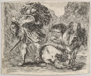 Perseusz i Meduza, z Game of Mythology Jeu de la Mythologie, 1644.