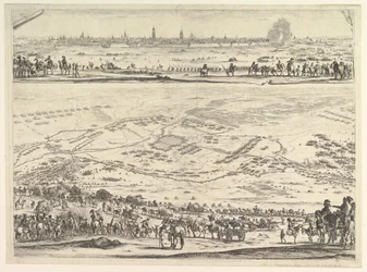 Plan i widok oblężenia Arras: dolna część płyty z widokiem topograficznym z..., 1641.