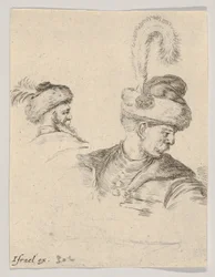 Tablica 11: polskie popiersie z profilu, zwrócone w prawo, inna polska głowa widziana z..., ok. godz. 1649.