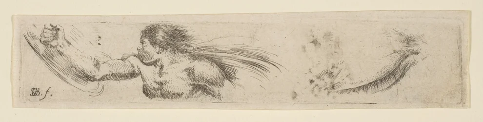 Tablica 19: Studium tułowia mężczyzny z tarczą i oczami, z „Kolekcja różnych rzeczy…, ca. 1646.