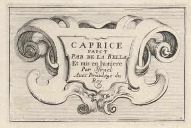 Płyta 1: Kartusz z tytułem serii, z „Caprice faict par de la Bella”, ca. 1642.
