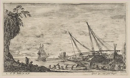 Tablica 1: port morski ze statkami, z „Seascapes” Paysages marines, ca. 1644.