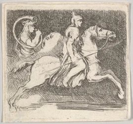 Płyta 20: żołnierz galopujący z profilu w prawo trzymający włócznię w prawej ręce..., ok. godz. 1646.