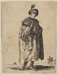 Polak z wąsami w futrze i czapce z piórkiem, ca. 1648.