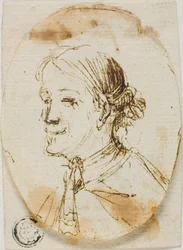 Portret popiersia mężczyzny w fularze (recto); szkic siodła (verso)