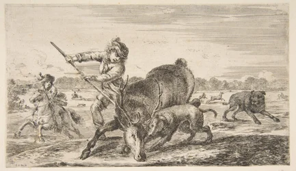 Jeleń w zatoce, z Polowania na zwierzęta Polowania na różne zwierzęta, ca. 1654.