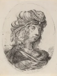 Sułtanka w turbanie z paskami, zwrócona w prawo, 16491650.