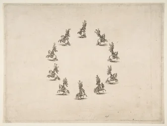 Dziesięciu kawalerzystów tworzących krąg, 1652.