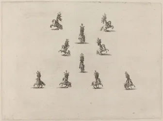 Dziesięciu kawalerzystów w dużych hełmach z pióropuszami, 1652 r.