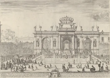 Ołtarz Najświętszego Sakramentu, z lewej, sakrament pod baldachimem, niesiony w p..., ok. godz. 1648.