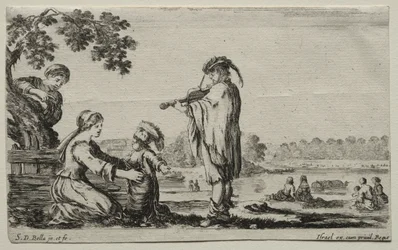 Różne postacie i krajobrazy: skrzypek, 1649.