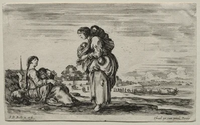 Rozmaite postacie i krajobrazy: dwie matki rozmawiają, 1649