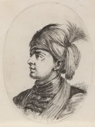 Młody Maur w turbanie z piórami, zwrócony w lewo, 1649-1650.