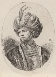 Młody Maur z lekkim zarostem i turbanem ozdobionym piórami, zwrócony w lewo, 1650