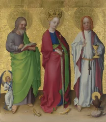 Mateusza, św. Katarzyny Aleksandryjskiej i św. Jana Ewangelisty. Około 1450 r.