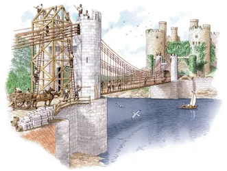 Budowa mostu Conwy, hrabstwo Conwy