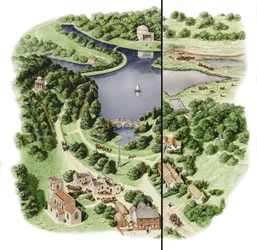 Rozwój Stourhead, Wiltshire, ok. 1755-1812 (tusz i akwarela)