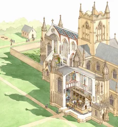Walsingham Priory, Norfolk, ok. 1500-1535 (tusz i akwarela na papierze)