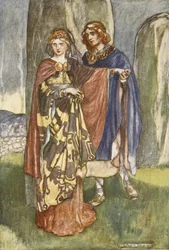 Cuchulain rozmawia z Emerem, ilustracja z „Cuchulain, The Hound of Ulster” Eleanor Hull (1860-1935)