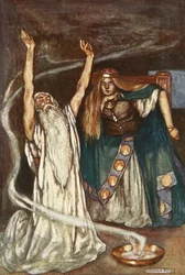 Królowa Maeve i Druid, ilustracja z „Cuchulain, The Hound of Ulster” Eleanor Hull (1860-1935)