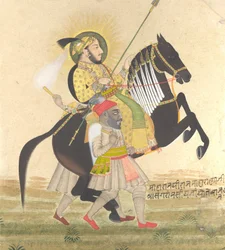 Maharana Sangram Singh Dosiadający Ogiera Nagrody, ca. 1712.