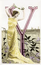 Y : Bianca Toledo, artystka, piosenkarka i tancerka sewilli z Belle Epoque - Casino de Paris, Folies Bergere - alfabet na pocztówce