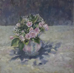 Róże w dzbanku w paski, 2013,